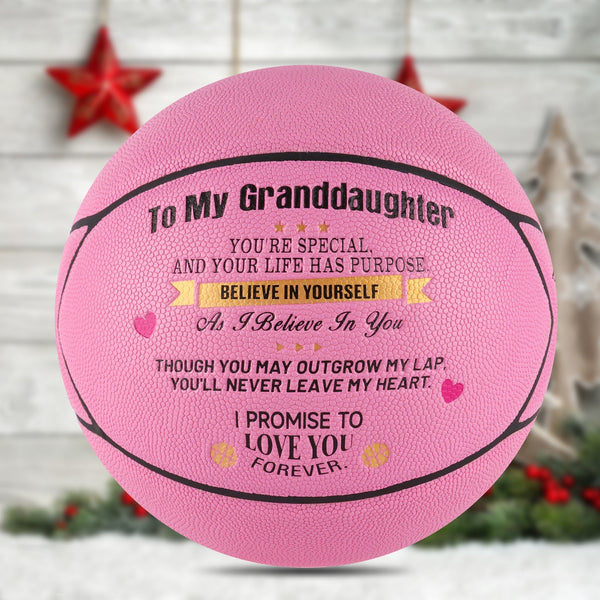 Personalized Letter Basketball For Granddaughter, Basketball Indoor/Outdoor Game Ball For Girl, Birthday Christmas Gift For Granddaughter, Pink