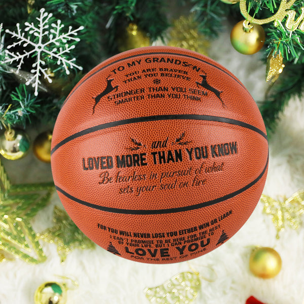 Personalized Letter Basketball For Grandson, Basketball Indoor/Outdoor Game Ball For Boy, Christmas Gift For Grandson,Brown