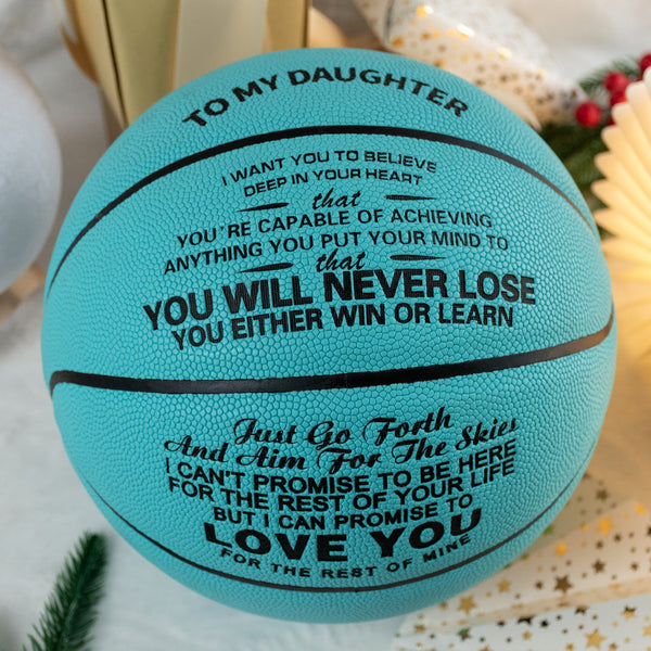 Personalized Letter Basketball For Daughter, Basketball Indoor/Outdoor Game Ball For Girl, Birthday Christmas Gift For Daughter,Blue