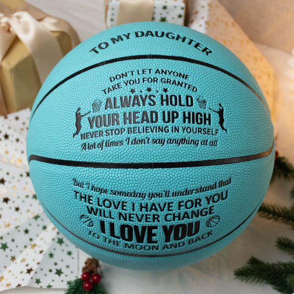 Personalized Letter Basketball For Daughter, Basketball Indoor/Outdoor Game Ball For Girl, Birthday Christmas Gift For Daughter,Blue